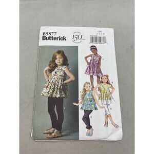 Butterick B5877 Sewing Pattern Girls Size 2-5 Top Dress Tunic Belt Leggings